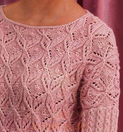 Ажурный пуловер спицами