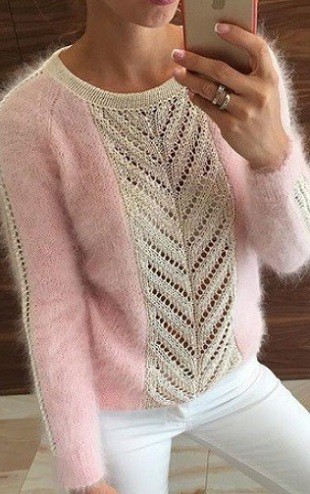Мохеровый свитер с узором схема вязания